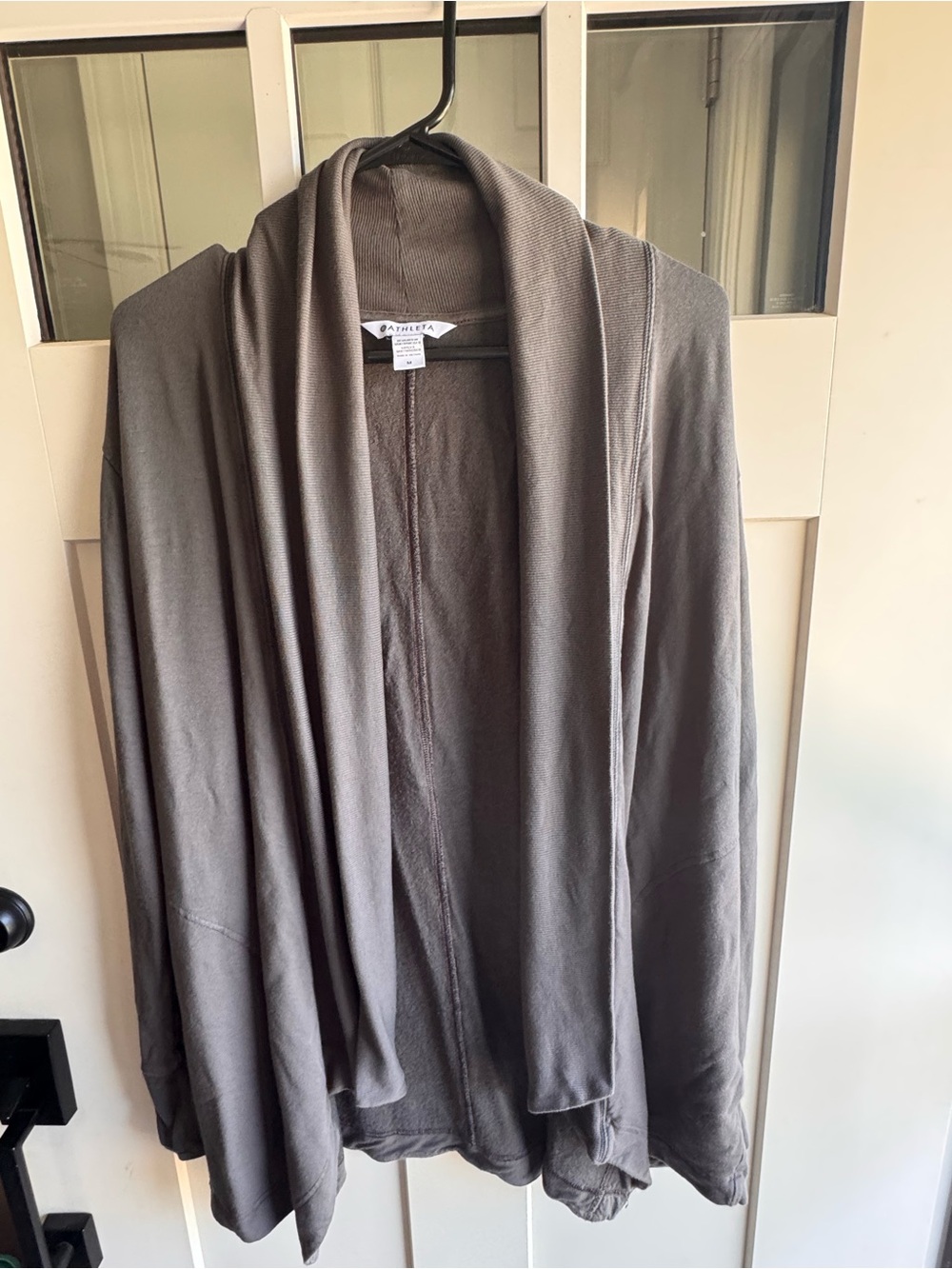 Athleta Gray Open-Front Draped Cardigan